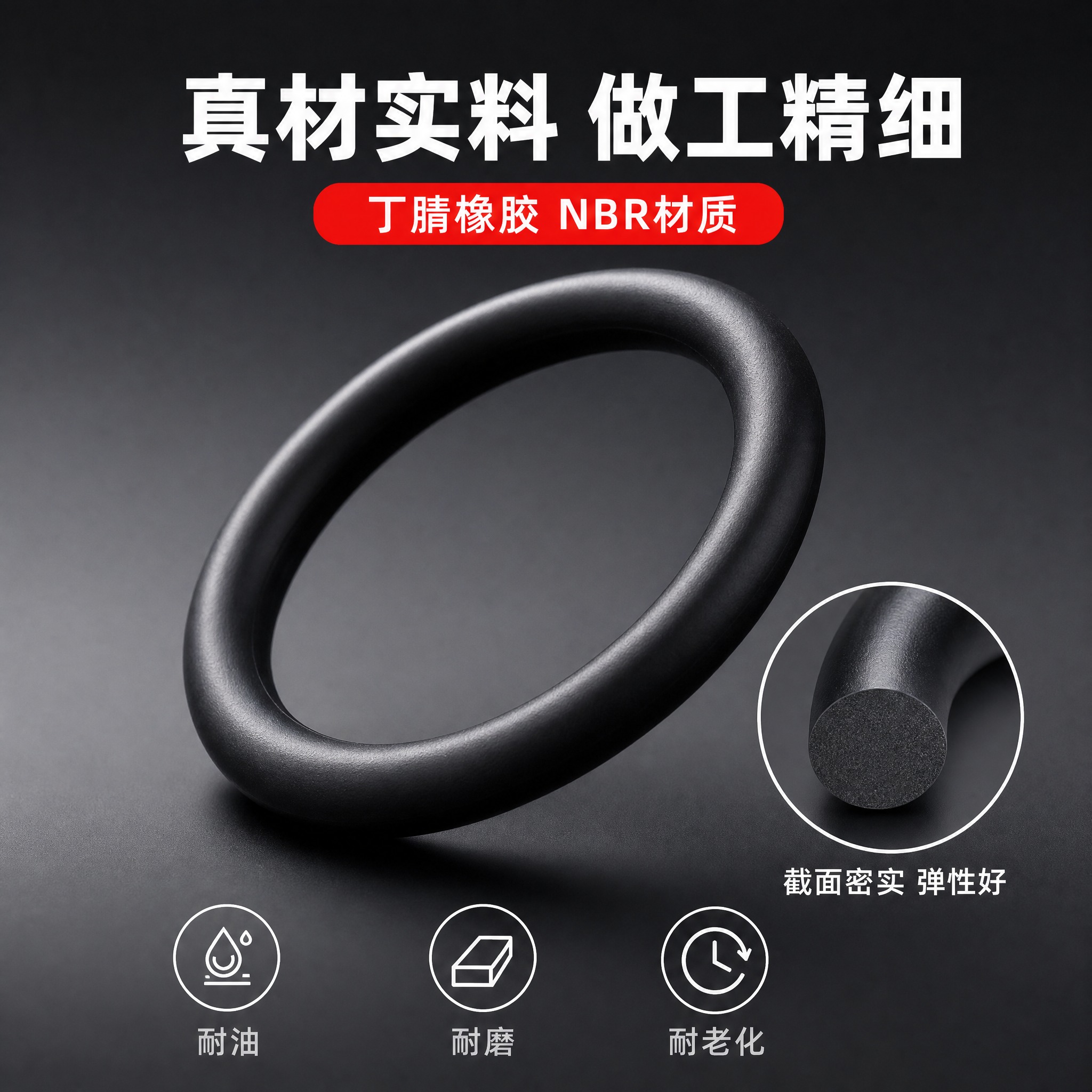 [主图-3] 主题：O型圈材质工艺细节图，放大展示橡胶截面质感… - 图片创意预览