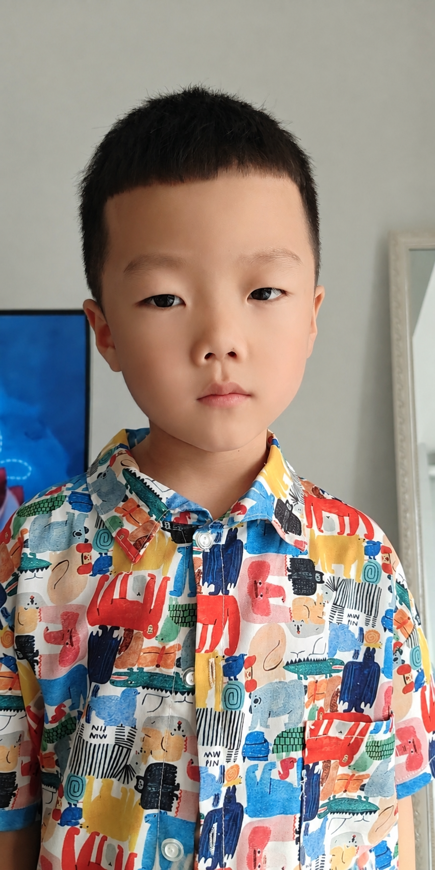 保持原图所有细节不变，仅将小男孩上嘴唇红框标注的凸起部位向内收… - 图片创意预览
