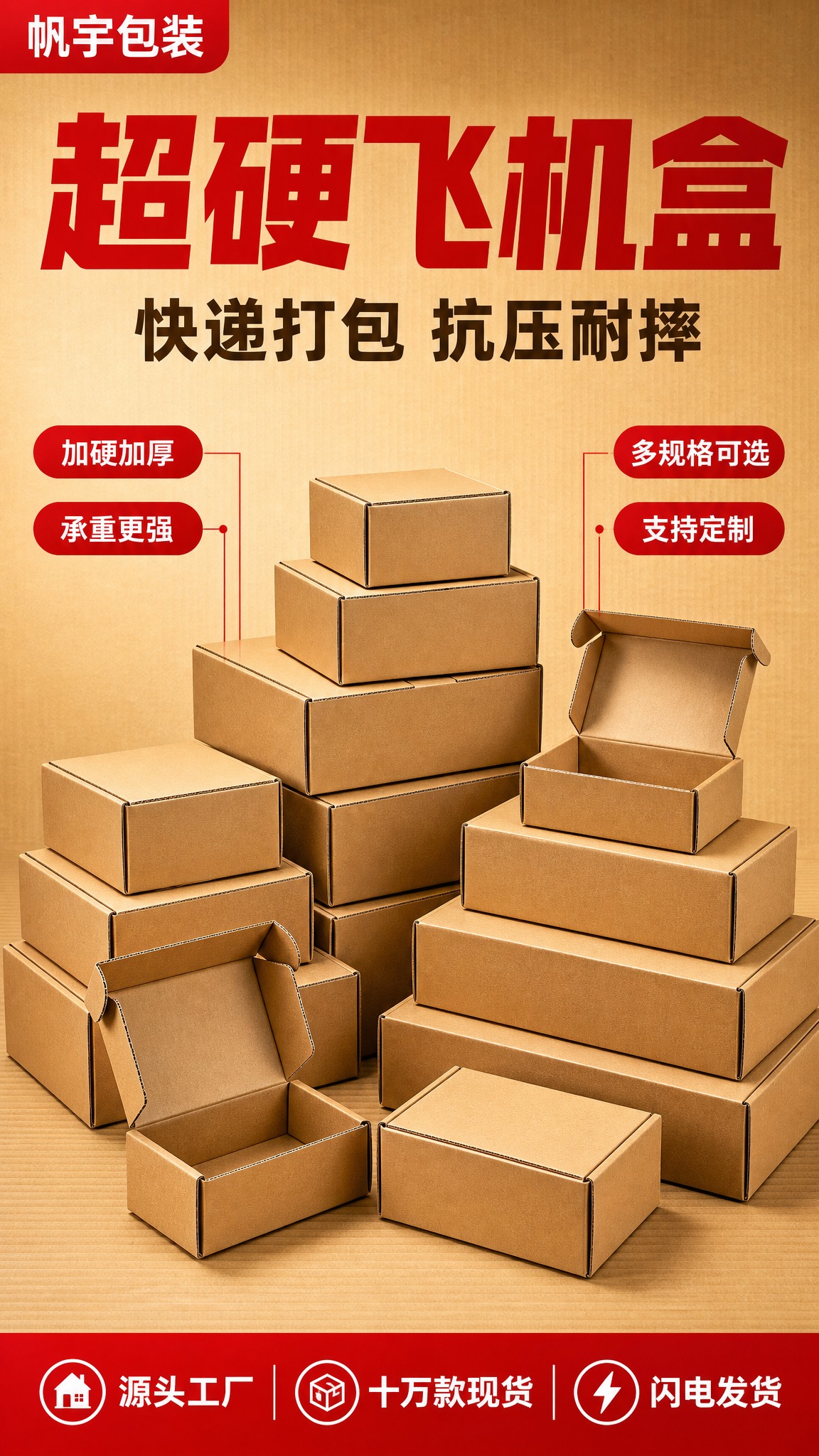[商品] 使用【图1】帆宇包装超硬飞机盒；保留牛皮纸原色、瓦楞… - 图片创意预览