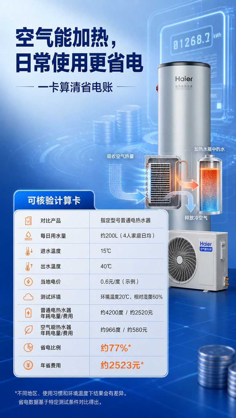 [商品] 使用【图1】海尔QFE7A空气能热水器外机+水箱；保… - 图片创意预览