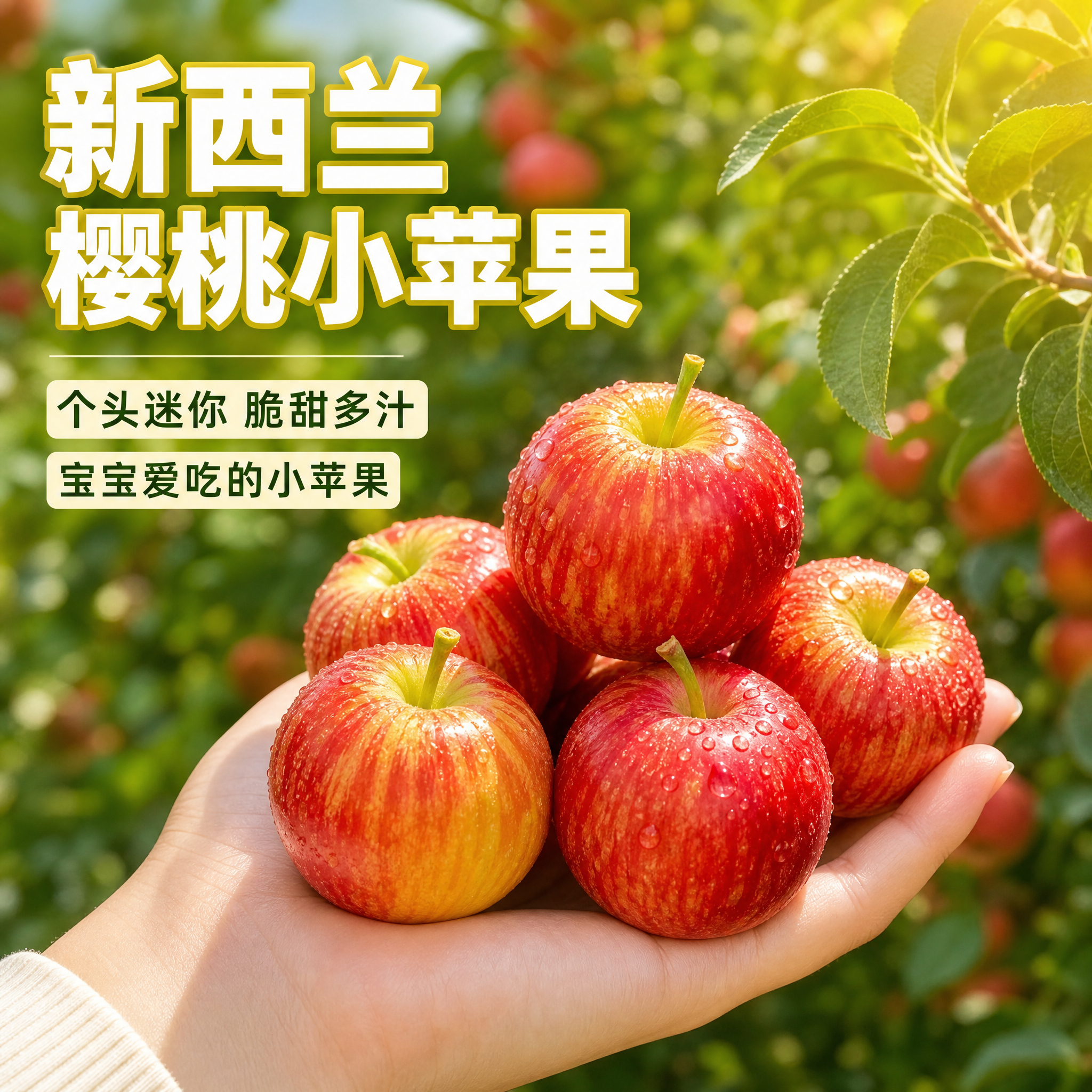 [主图-1] 新西兰樱桃小苹果首图，主打个头小巧与宝宝爱吃的食… - 图片创意预览