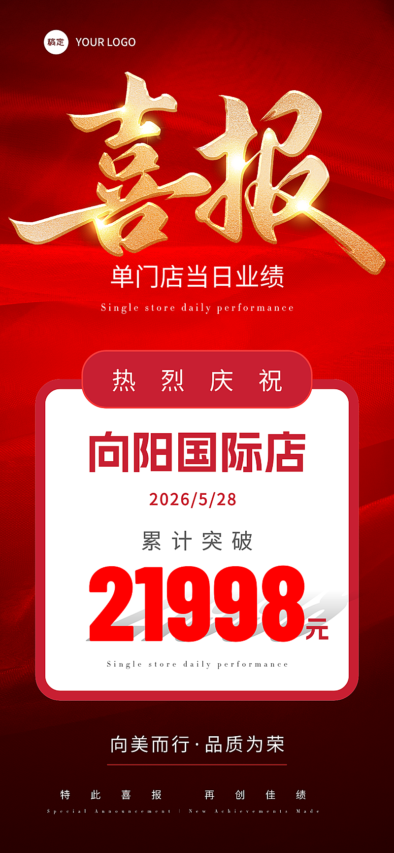 企业门店喜报战报业绩宣传造势手机红色喜庆感全屏竖版海报
