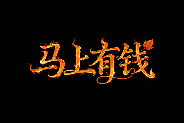 火焰风大字设计，炽热光影交织，国潮元素点缀，酷炫热血感十足，寓意新年财运亨通。