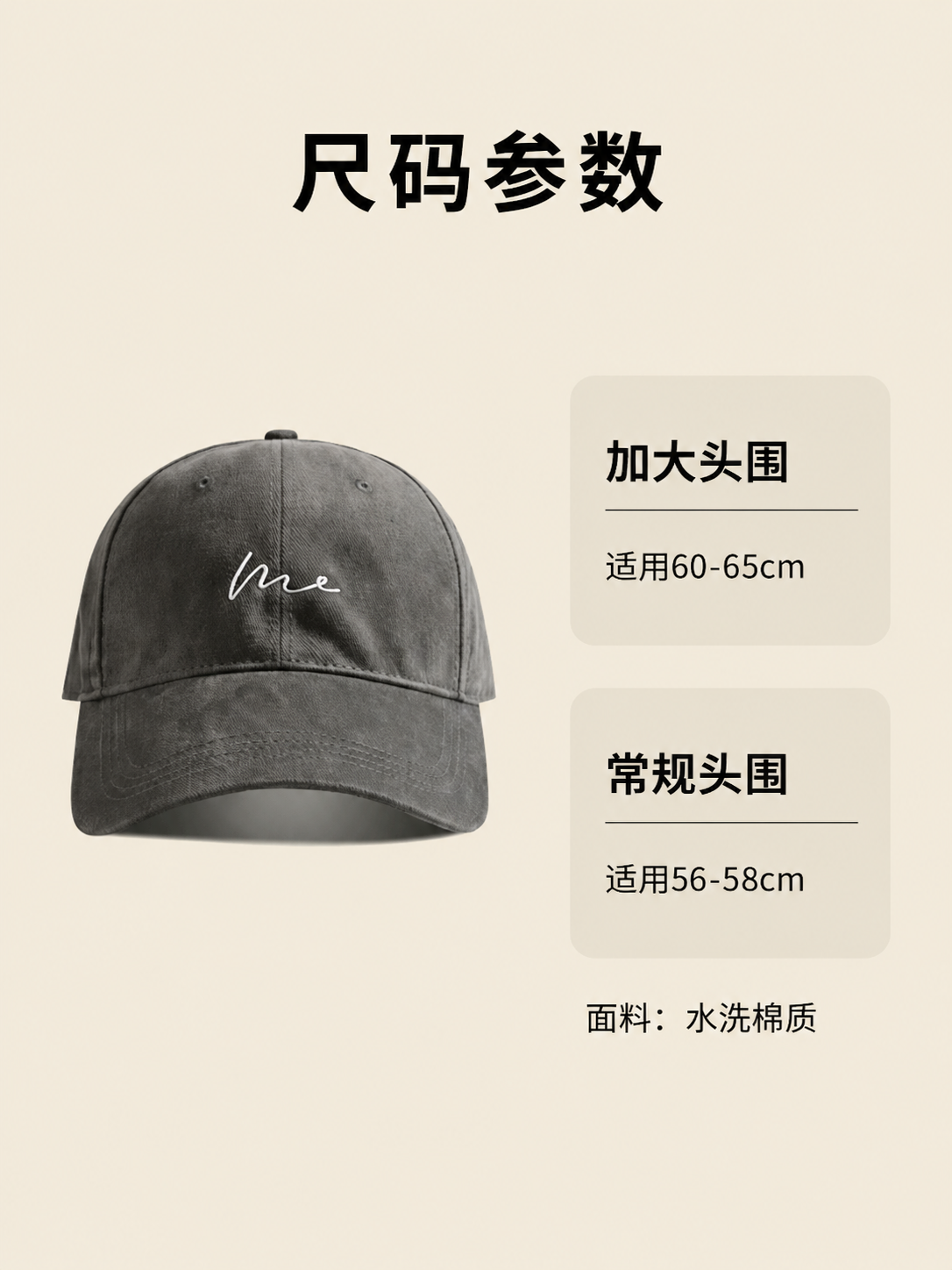 [第5屏] 产品参数图展示帽子规格尺寸信息图 [氛围/风格]… - 图片创意预览