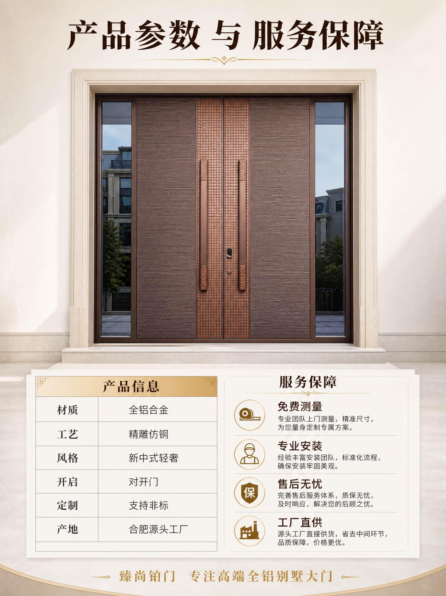 [商品] 使用【图1】臻尚铂门竖纹回纹组合全铝精雕对开门；保留… - 图片创意预览