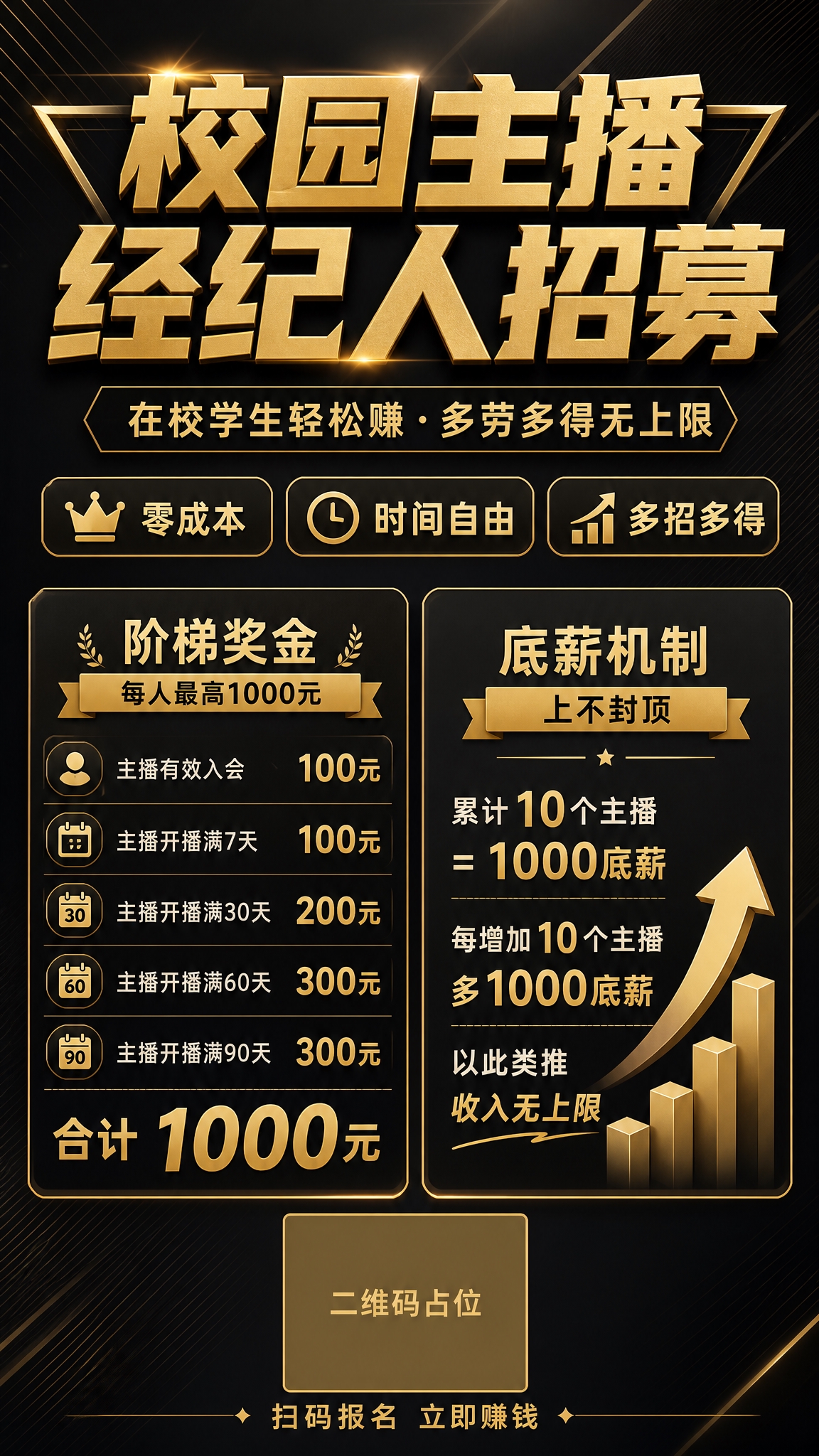 参考这张校园主播经纪人招募海报的版式结构和信息内容，重新设计一… - 图片创意预览