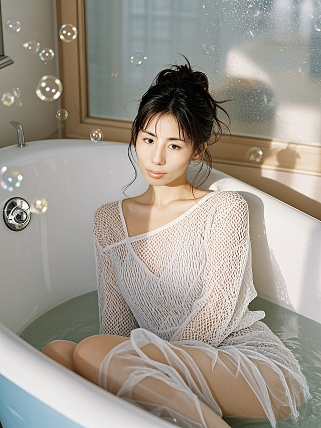 浴缸中的浪漫时光，清新柔和的光影，营造出温馨唯美的摄影风。