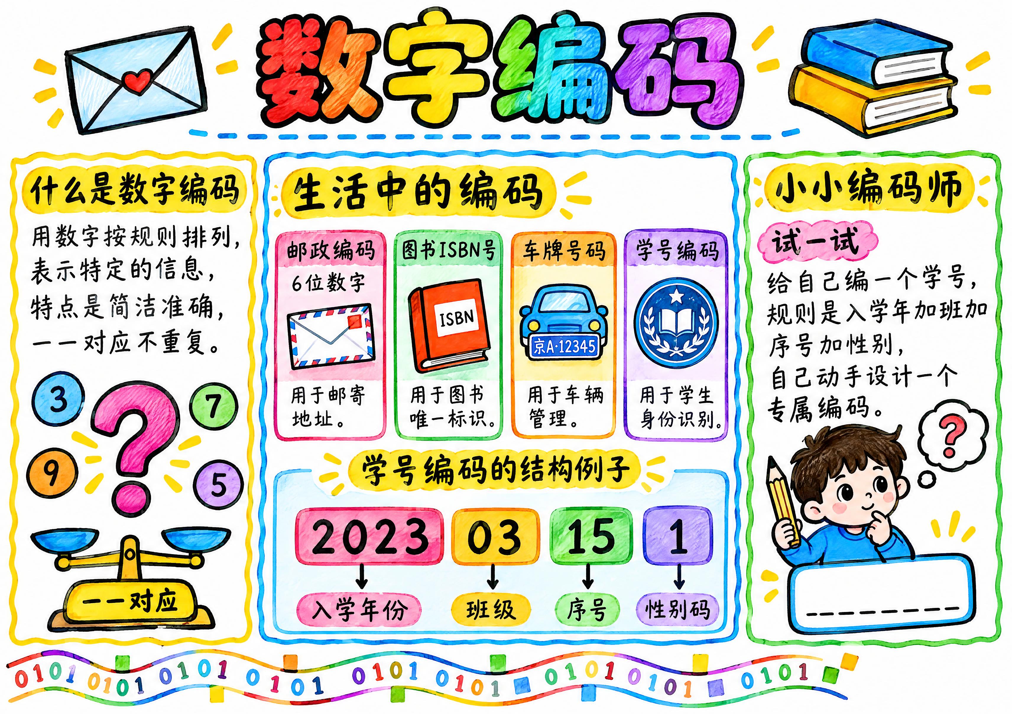 A4横版数学手抄报，比例297:210，纯白色背景，真实马克笔… - 图片创意预览