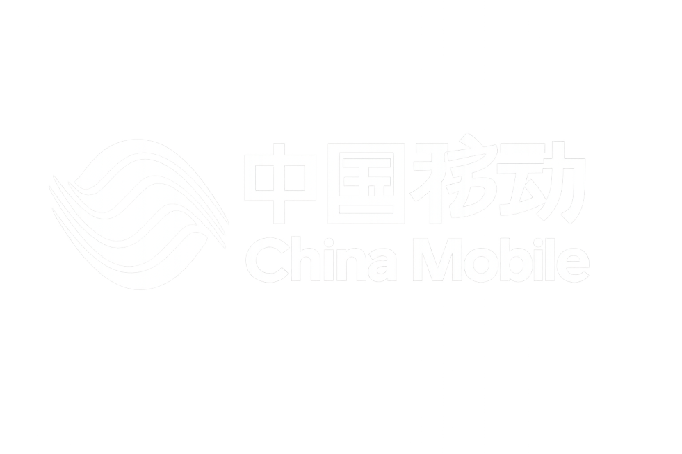 参考原图中国移动logo，将所有图案文字全部改为白色，保持整体形状和布局不变，背景为透明预览效果
