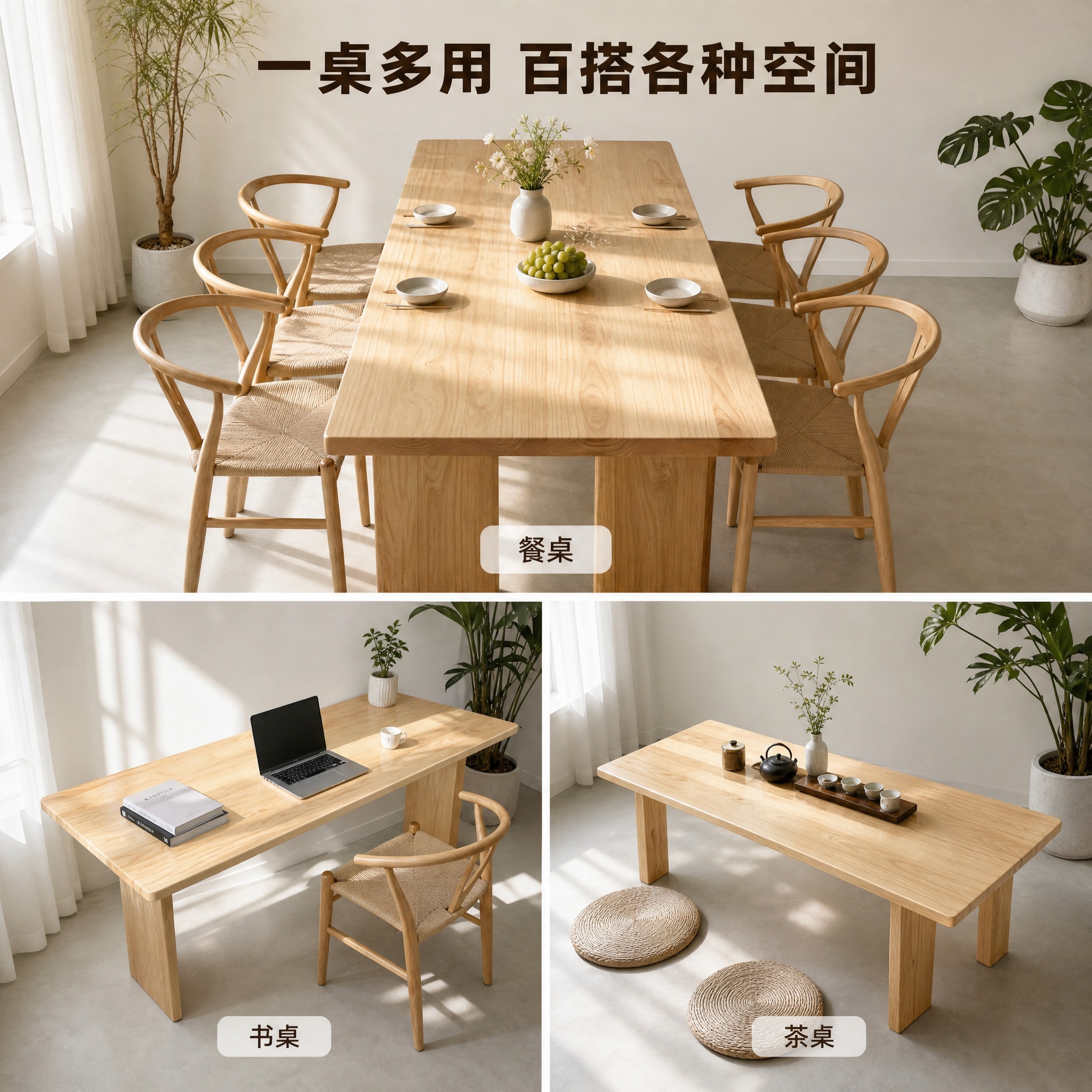 [主图-5] 多场景空间适配展示 桌面板在不同家居场景中的应用… - 图片创意预览