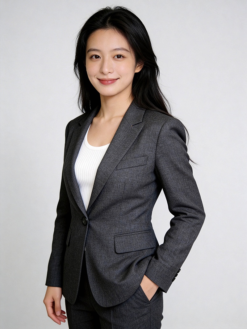灰色西装套装正式风女性职场形象照