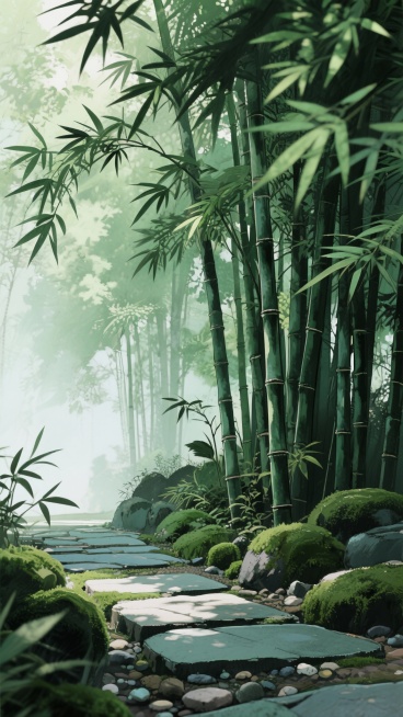 古风，绿色，江南竹林，不要人，二次元，细节丰富，生成4张预览效果
