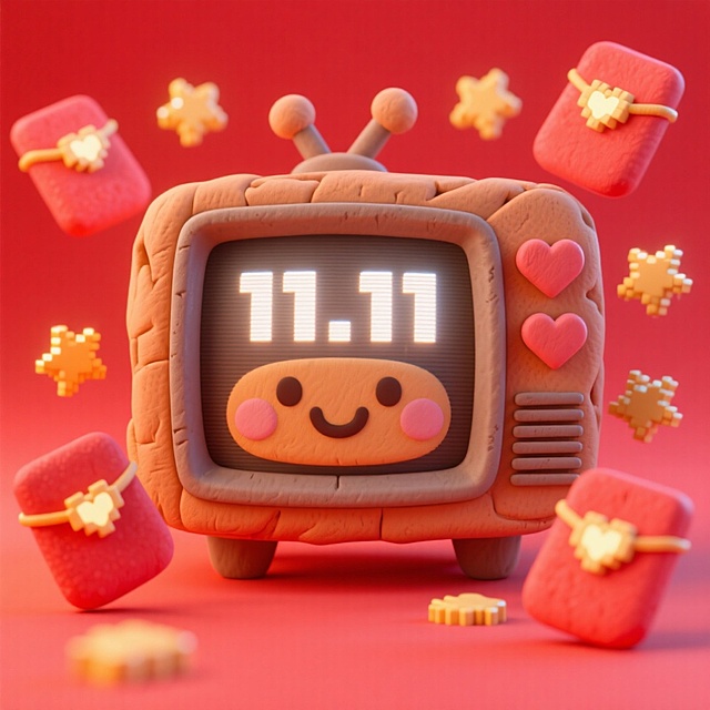 整体色彩鲜艳明快，风格可爱俏皮，营造出一种轻松有趣、富有创意的氛围，可能与创意设计、数字创作等相关场景有关，红色背景。