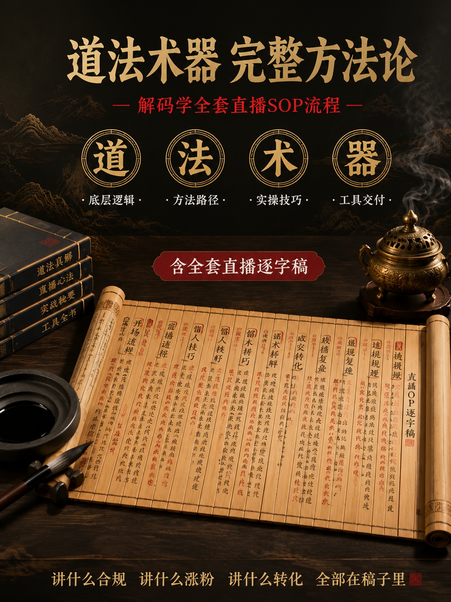 [主图-4] 直播SOP逐字稿展示 方法论体系 新中式专业感… - 图片创意预览