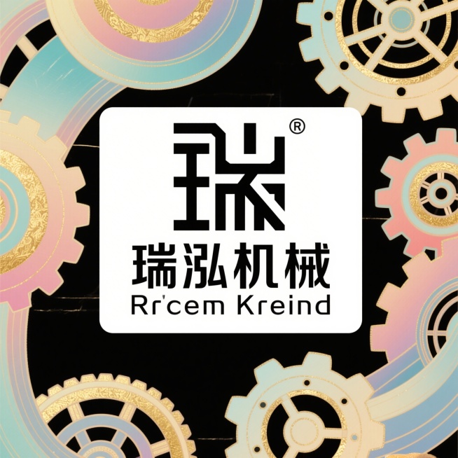 极简文字标Logo设计，品牌名称“瑞泓机械”，采用几何构建原则与极简主义风格，为机械制造品牌设计，使用稳重的现代无衬线字体，笔画经过视觉修正，字母间距经过Kerning精确调整，整体遵循平衡与统一原则预览效果
