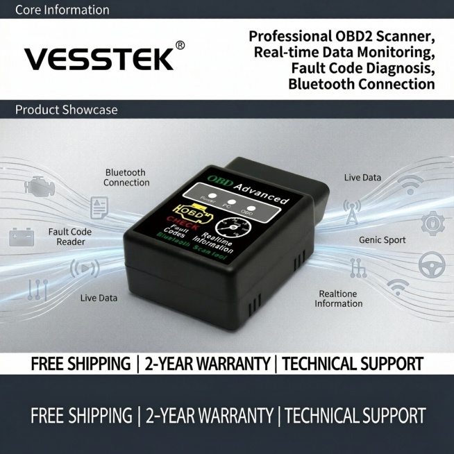 下方文字改为：排列英文卖点，字体简洁清晰FREE SHIPPING | 2-YEAR WARRANTY | TECHNICAL SUPPORT预览效果