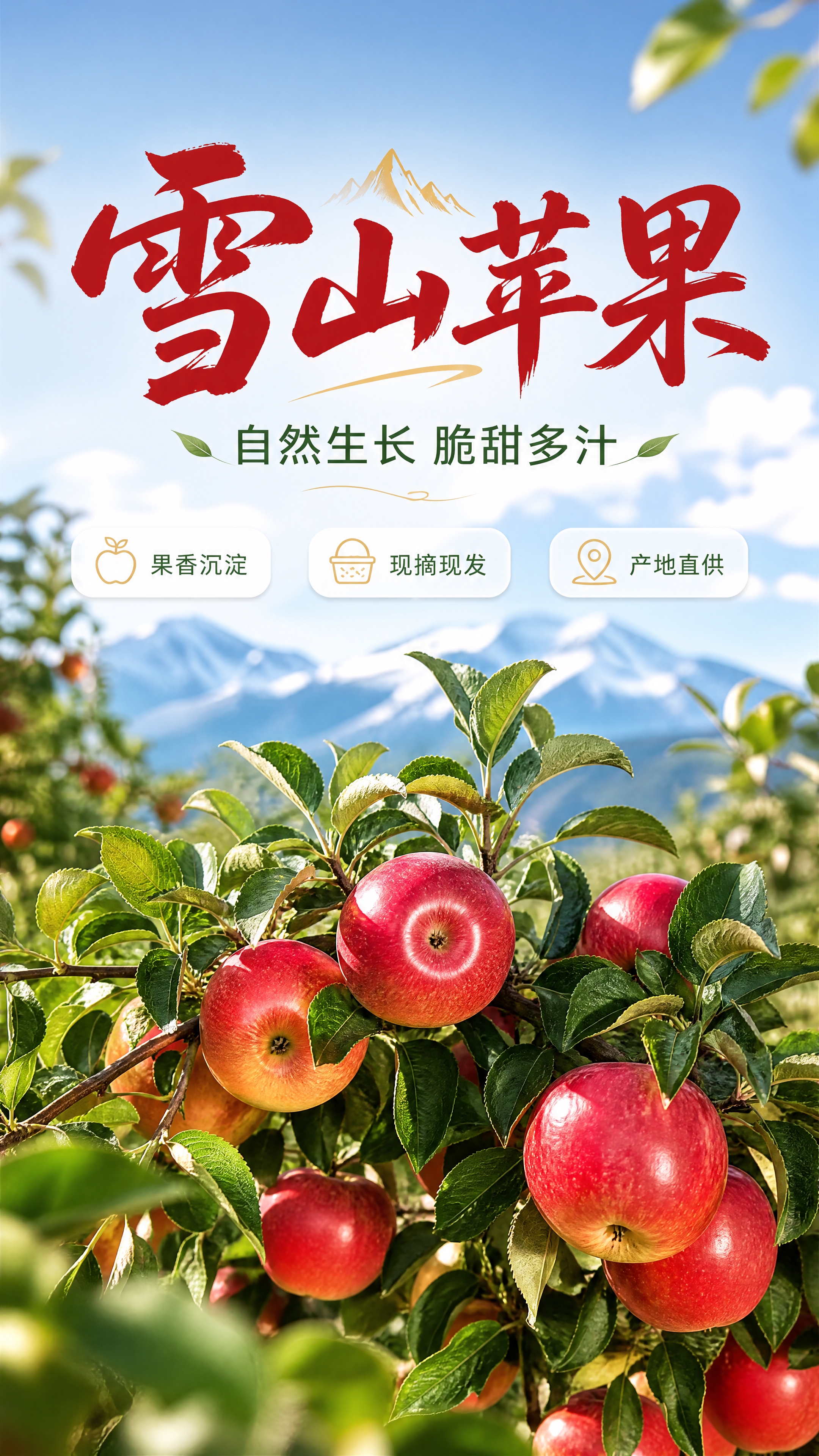 [商品] 使用【图1】雪山苹果；保留苹果的红黄色渐变果皮、圆润… - 图片创意预览
