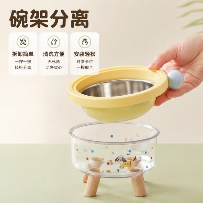 「图片1」，「图片1」「图片1」「图片1」「图片1」生成电商主图（5张），商品名称是透明多巴胺高脚碗，卖点是加高护颈，一碗两用，防滑稳固，碗架分离，清洗方便，安全材质，多巴胺配色。适配淘宝/天猫平台，预览效果