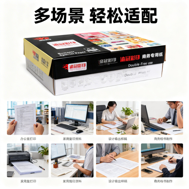 [主图 4] 多场景适用性宫格展示
[氛围/风格] 实用场景化，清晰展示多用性
[画面元素] 商业摄影质感、光线柔和通透、产品清晰真实、画面干净高级。上方展示完整产品包装盒，下方用四宫格展示不同使用场预览效果