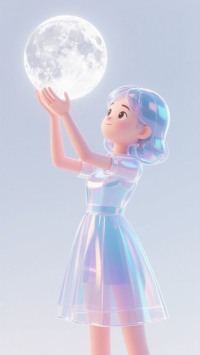 🤳女孩化身月光收藏家，双手托起明月超温馨