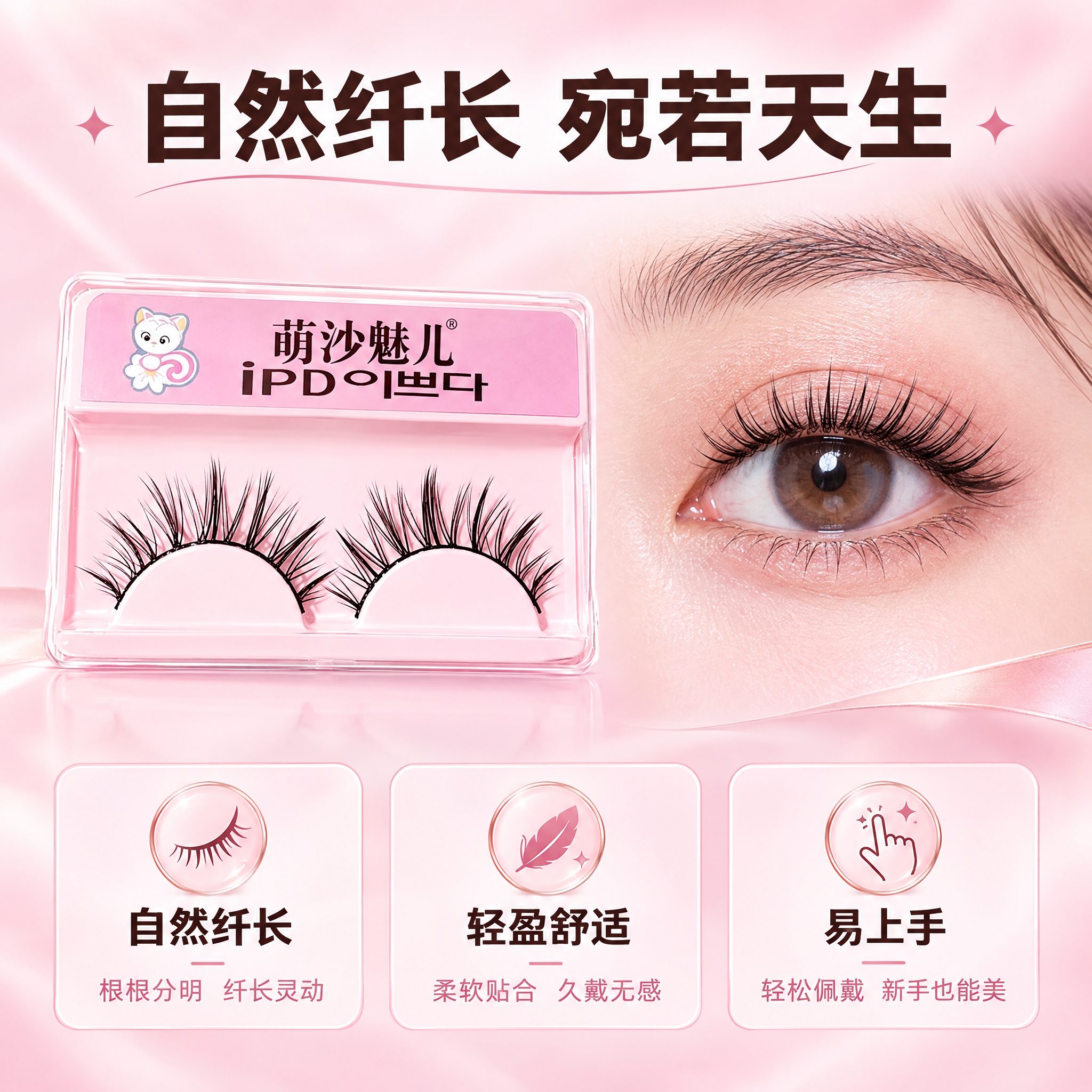 [主图-2] 萌沙魅儿 自然纤长假睫毛 核心卖点功效展示。 [… - 图片创意预览