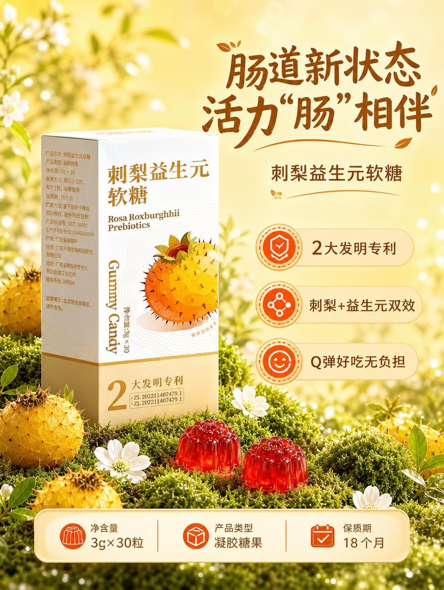 [商品] 使用【图2】刺梨益生元软糖产品包装盒；保留包装盒白金… - 图片创意预览