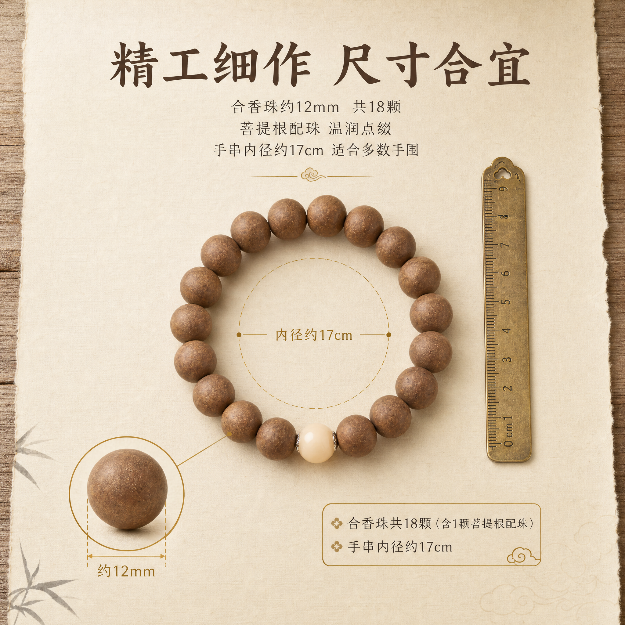 [主图-4] 细节与尺寸展示图，展示手串的珠子尺寸、颗数和整体… - 图片创意预览