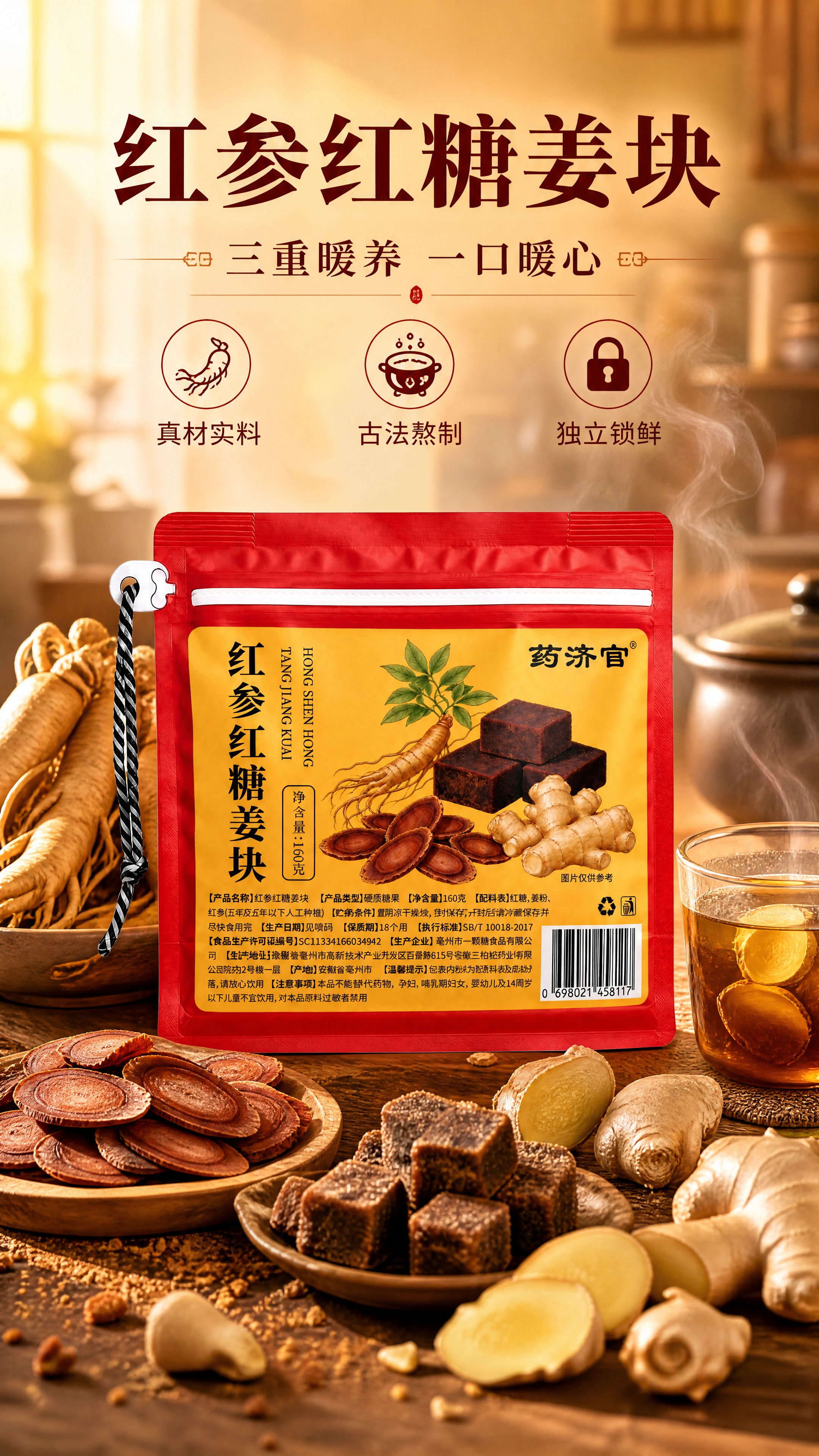 [商品] 使用【图1】药济官红参红糖姜块红色密封袋包装；保留包… - 图片创意预览