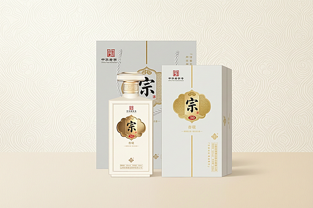 为这款高端清香型白酒生成背景图，新中式轻奢风格，浅米白与暖金色调，背景带有细腻的暗纹肌理和柔和的光影渐变，营造典雅、高级、有品质感的氛围，适合作为白酒产品展示背景，画面简洁大气，留白充足，突出高端质感