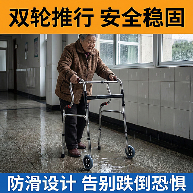 这张图片是产品主体这款产品是助行器  我需要设计20张主图在拼多多上面售卖    可以用 老年人行走 室内 室外 公园 等场景进行主图场景布局设计一个高级主图  一些主图文案内容  厂家直销 可推可坐 加粗加厚 轻便省力 承重力强 全年累计销量10W+ 高度可调整 双轮更稳  可坐可洗澡 承重可达300斤  真材实料 专为行动不便者设计 告别跌倒恐惧 重拾行走信心  康复助行 加厚管材  使用安心 双轮推行