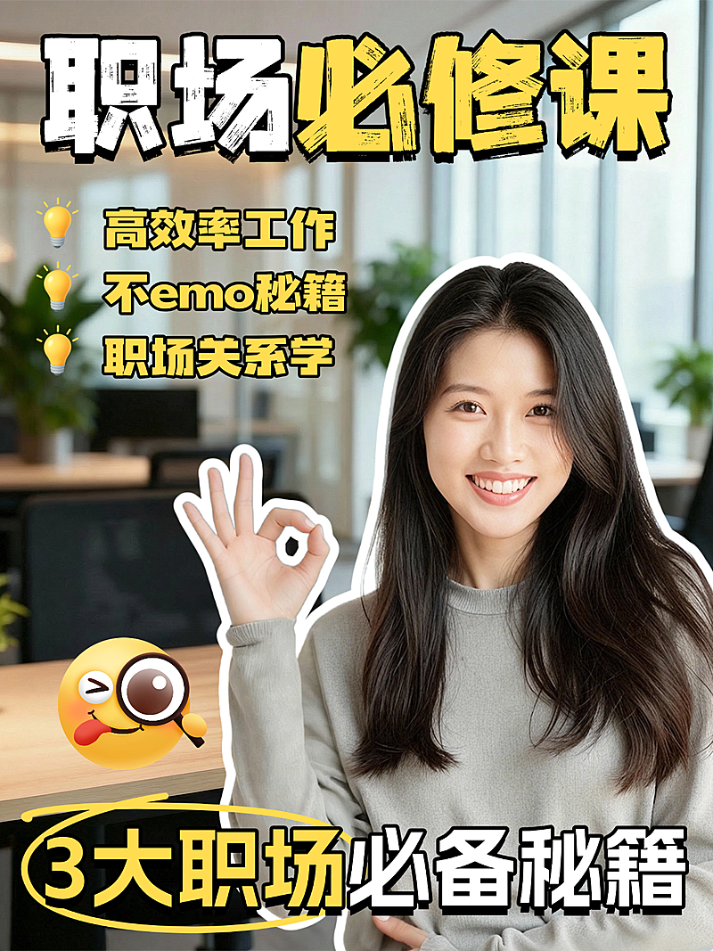 现代大字风职场必修课知识分享小红书封面