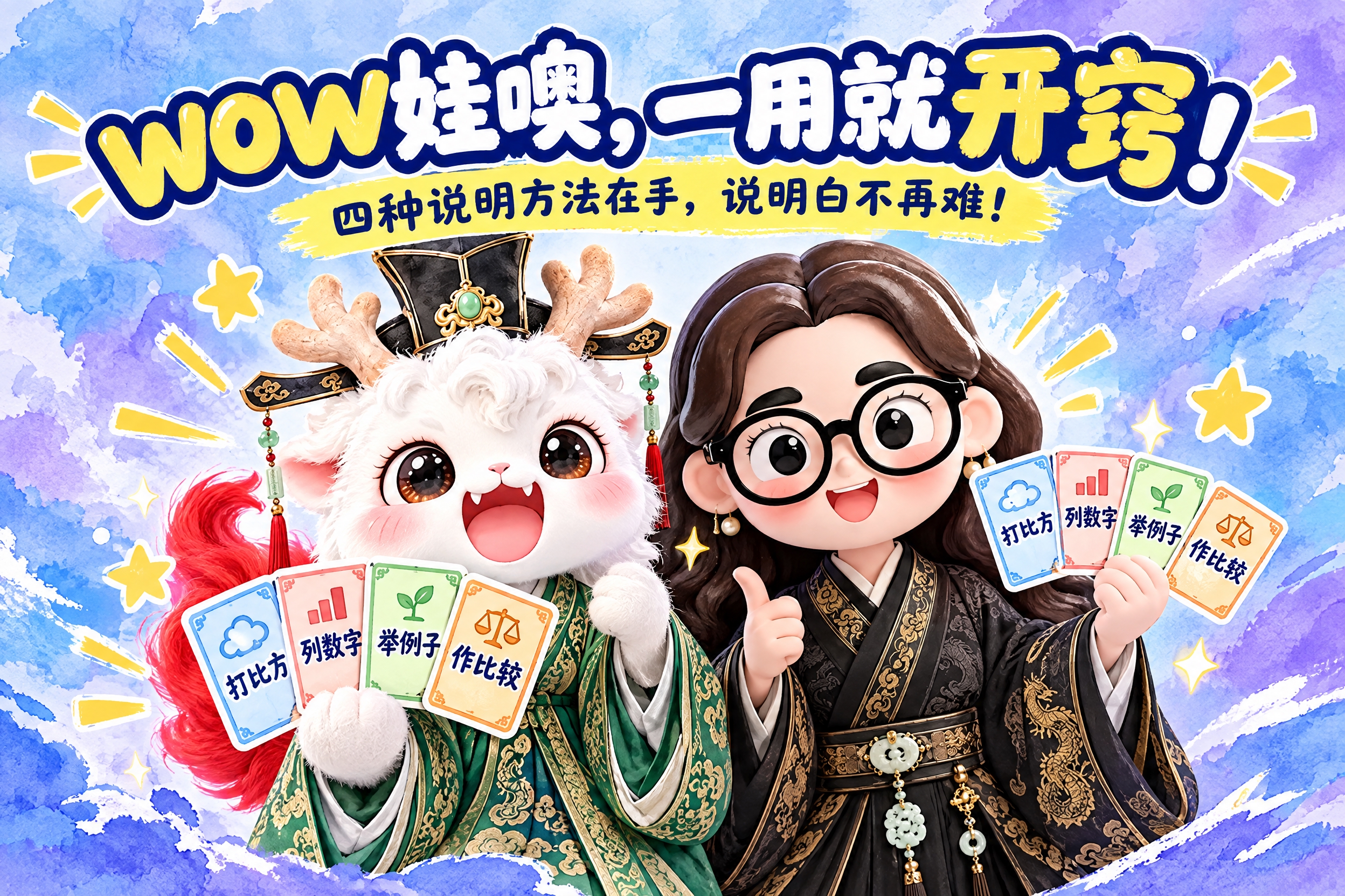 横版6寸比例的结尾页设计，大标题为"wow娃噢，一用就开窍！"… - 图片创意预览