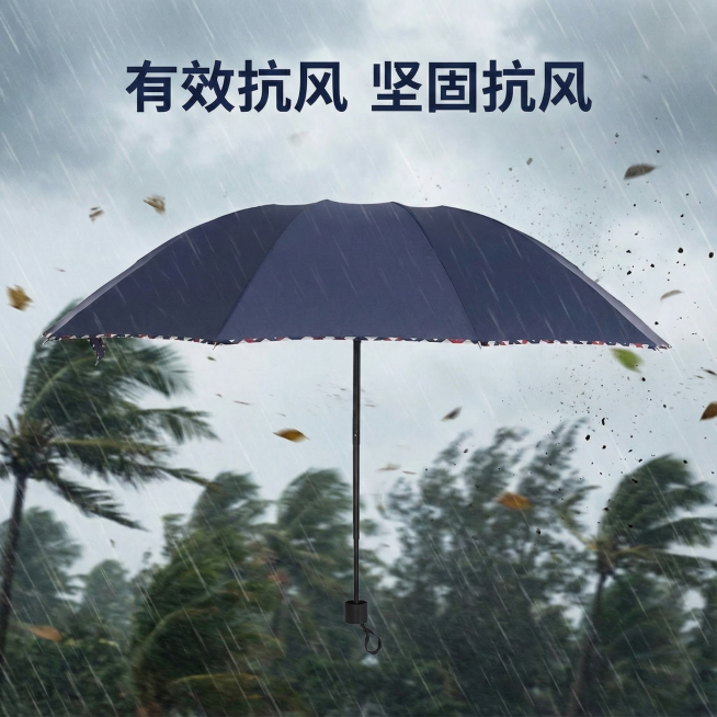这张图片是产品主体这款产品是手动雨伞   我需要设计10张主图在拼多多上面售卖    可以用 下雨 下雪 大太阳晴天等场景进行主图场景布局设计一个高级主图  一些主图文案内容  一触即落 不湿身 高密预览效果