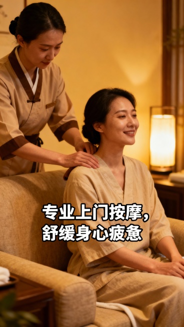 生成50张上门按摩的图片，图片加入一些文字预览效果
