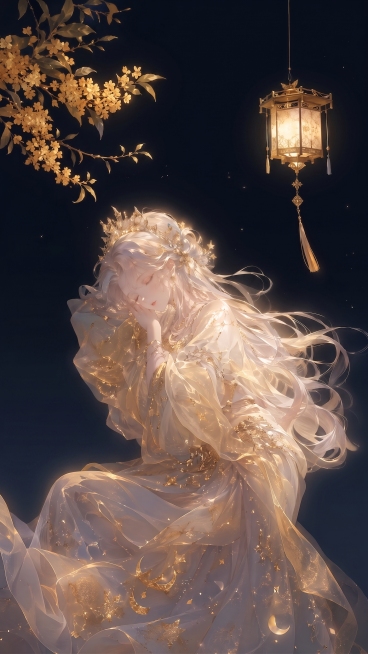 人物稍微缩小向下，取消周身环绕，取消星光丝线、细碎金闪粒子，上方留空取消月亮预览效果