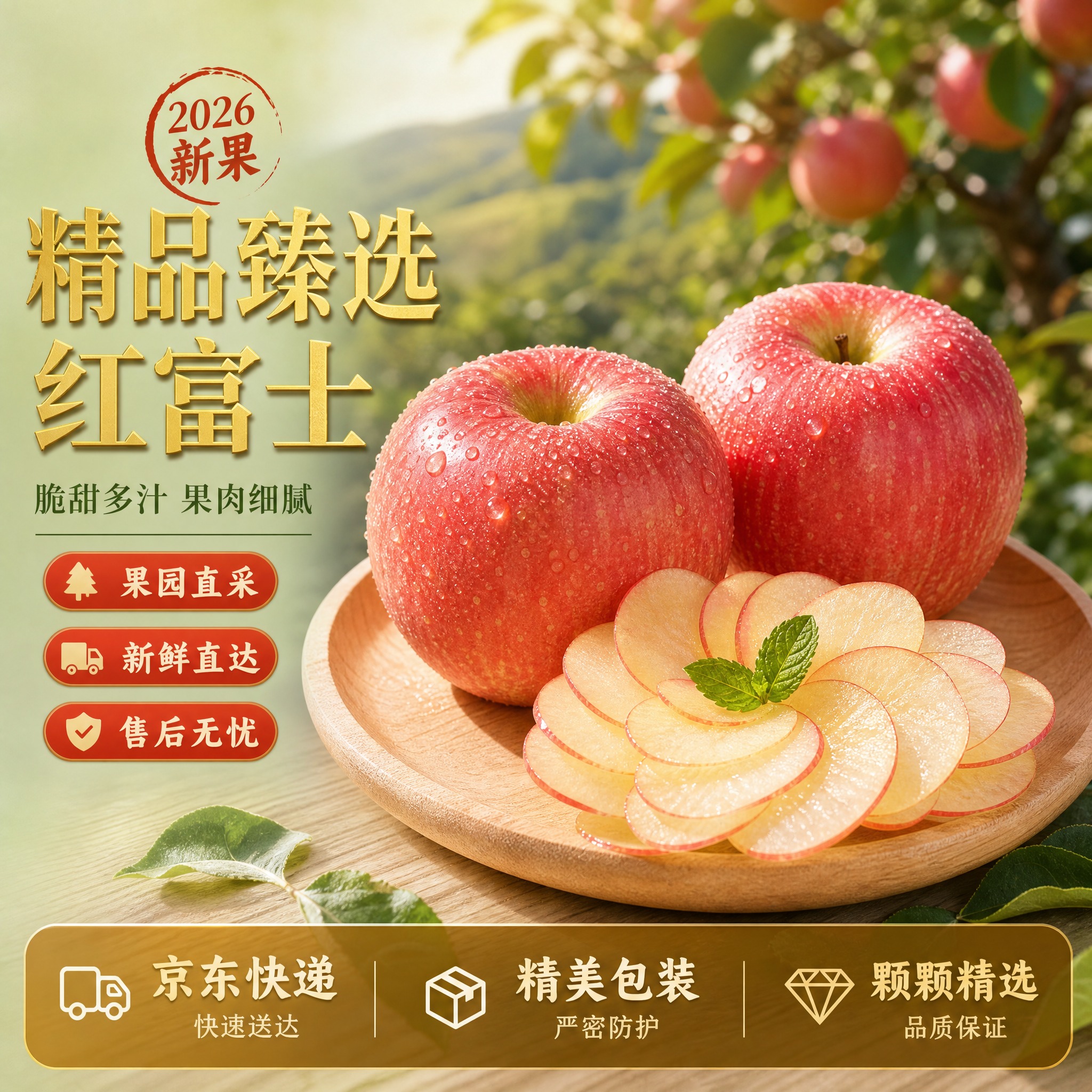 [主图-3] 陕西红富士苹果精品主图，版本8完整+薄片叠花形，… - 图片创意预览