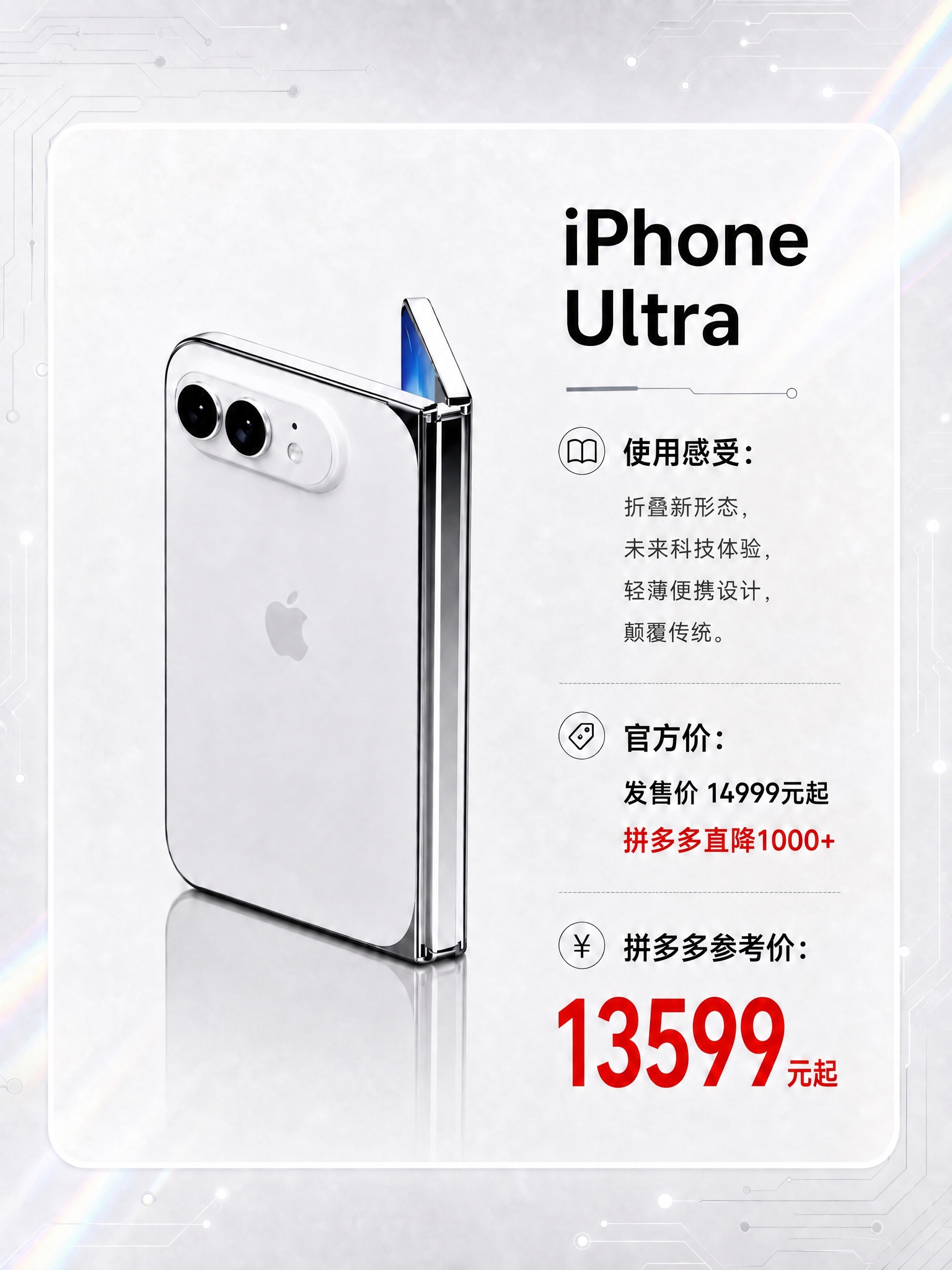 将这张海报的标题改为"iPhone Ultra"，使用感受内容… - 图片创意预览