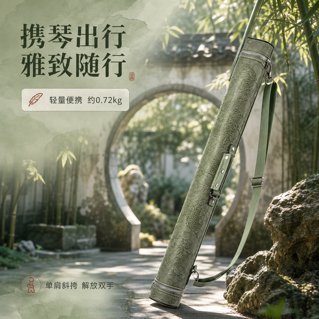 [商品] 使用【图1】豆绿色锦鲤荷花浮雕琴弓盒；商品处理：保留… - 图片创意预览