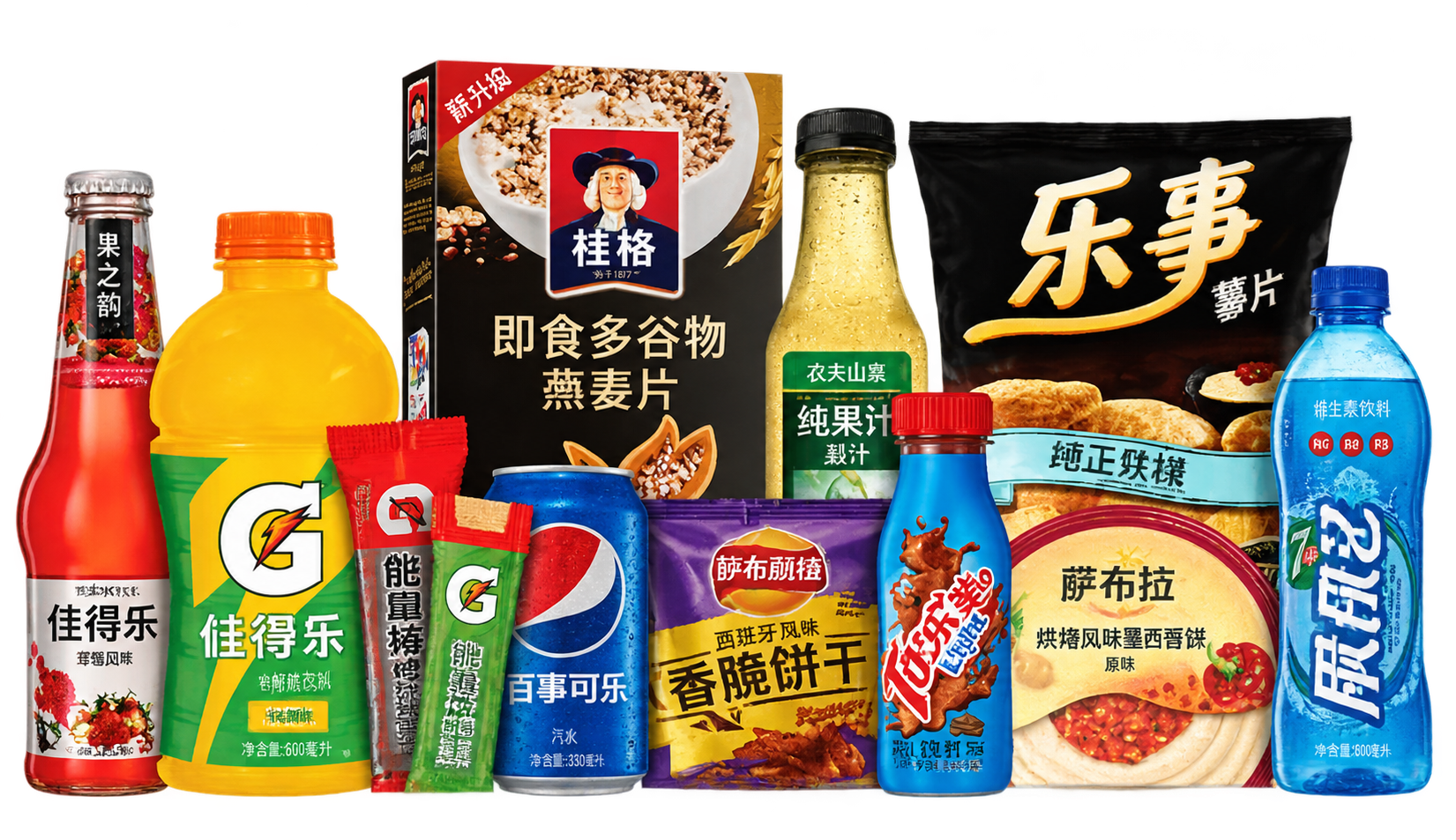 将图中所有产品包装上的外文文字全部替换为对应的中文文字，保持每… - 图片创意预览