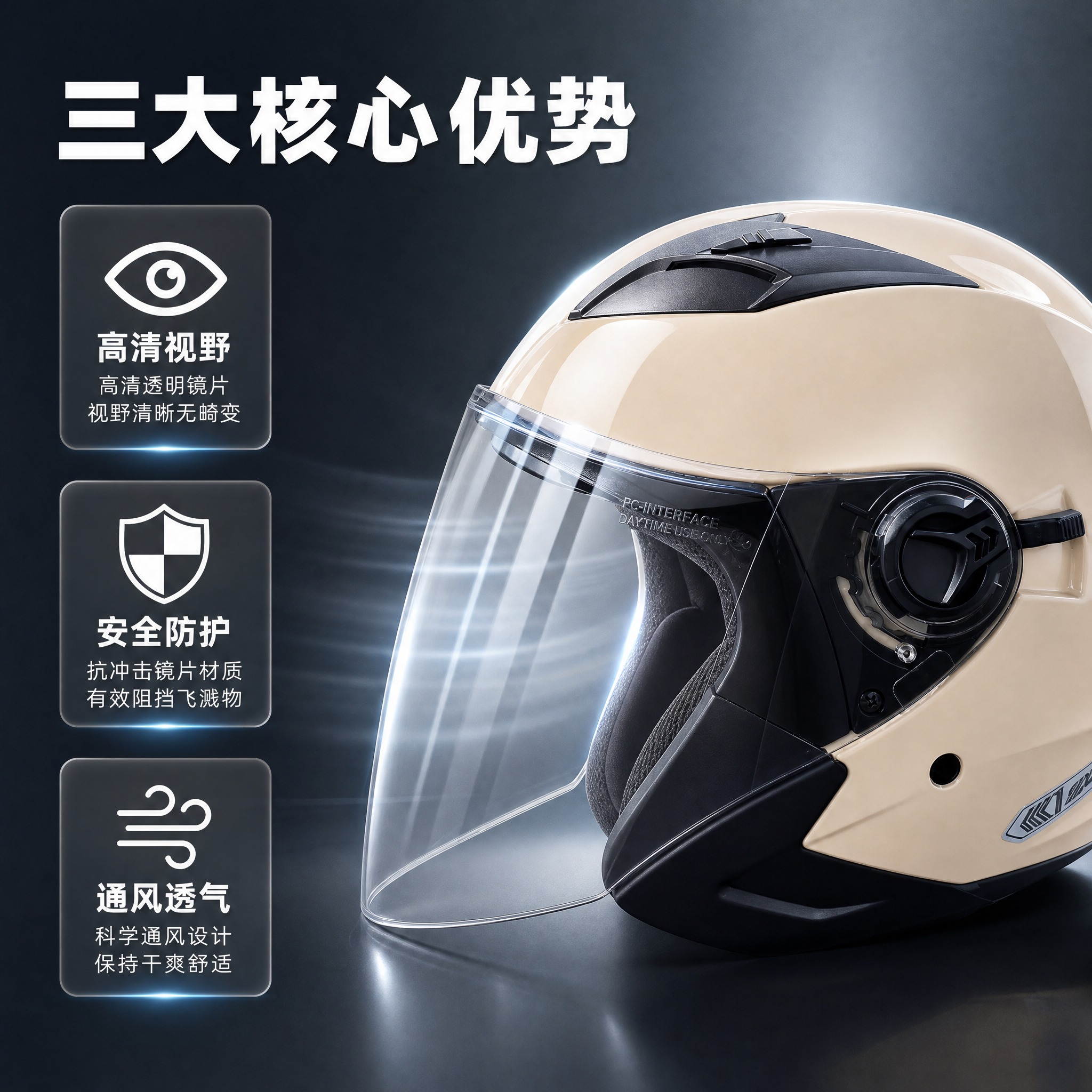 [主图-2] 核心价值 高清透明镜片与安全防护卖点。 [统一基… - 图片创意预览