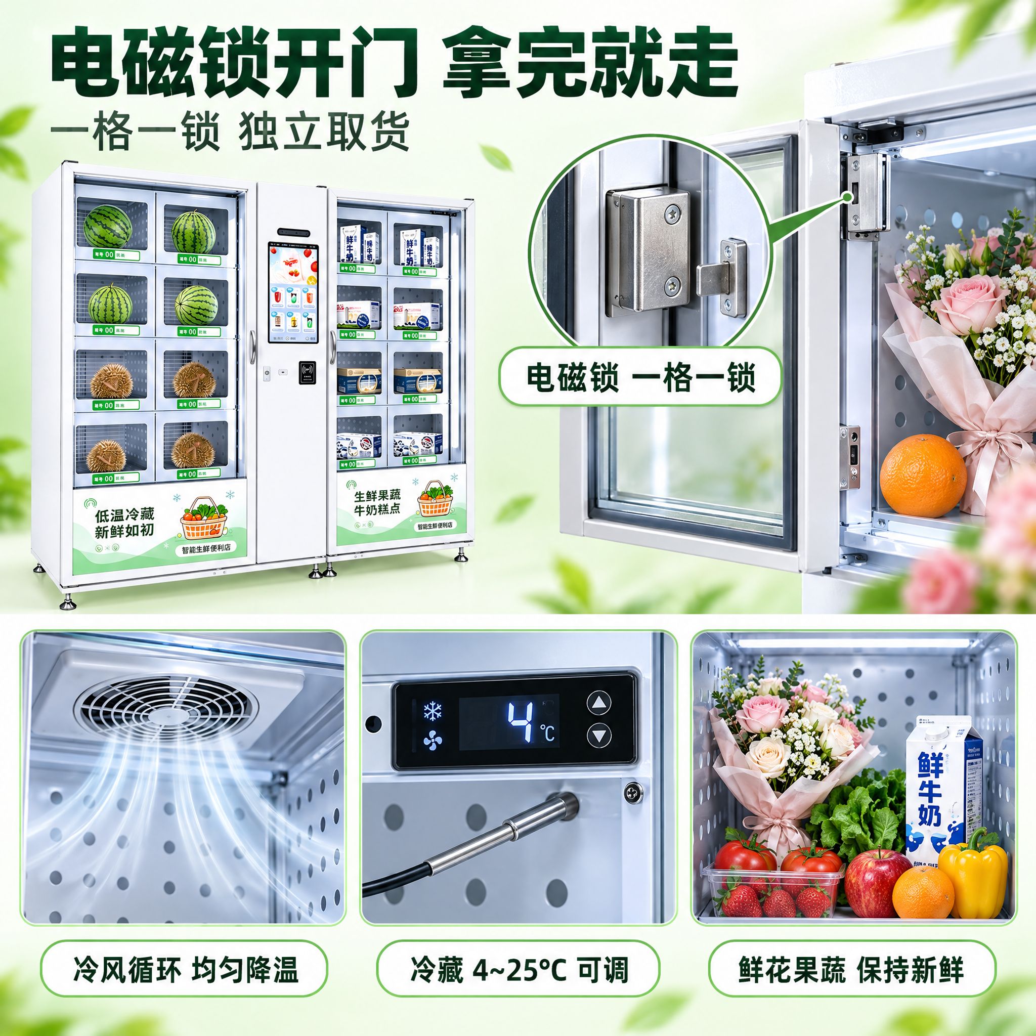 [主图-3] 商品名称：智能生鲜鲜花格子柜。本张唯一任务：产品… - 图片创意预览