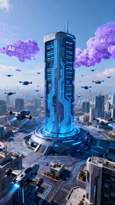 生成几个主题为“AI科技奇点之年”风格的图片预览效果