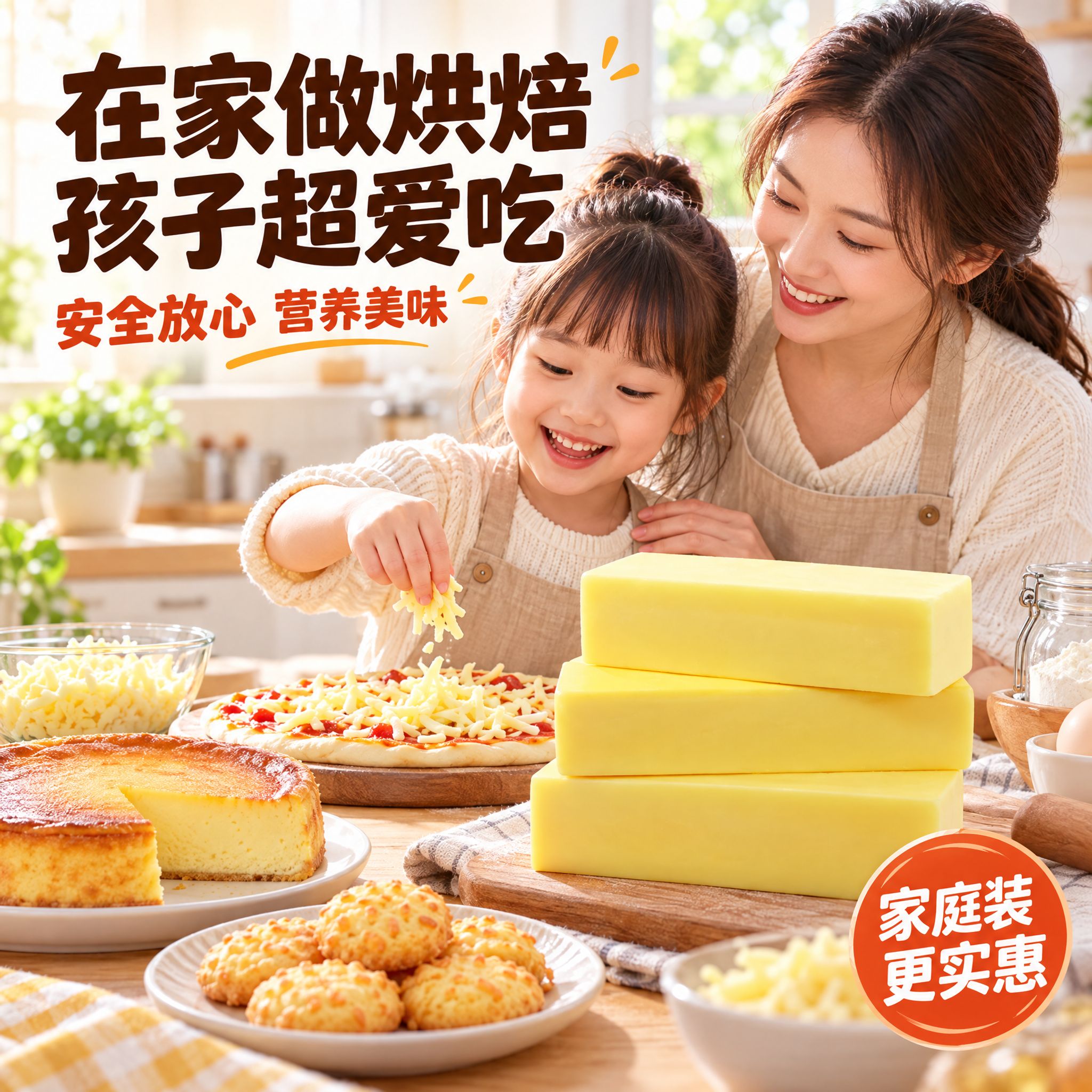 [主图-7] 芝烘焙芝士块 家庭烘焙场景 亲子互动。 [统一基… - 图片创意预览
