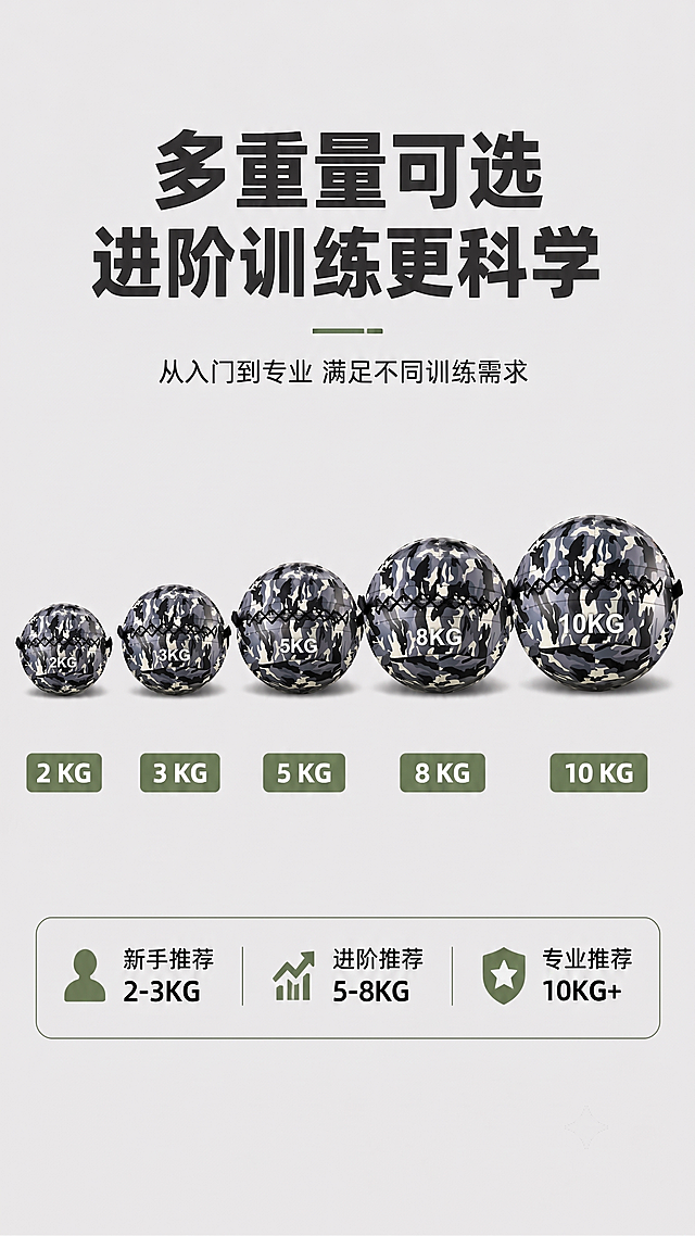 每款的大小是一样的，同时修改上面的文字。和下面的表示一致，球上的文字和下面的标识，从做到位依次为2KG\3KG\5KG\8KG\10KG