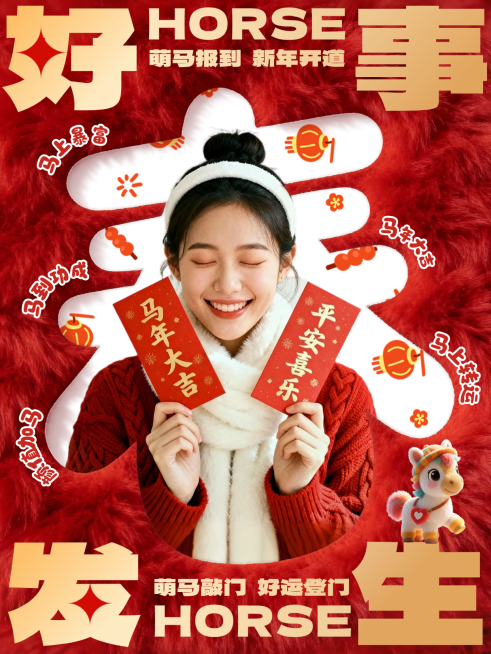 春节节日祝福通用喜庆感小红书封面预览效果