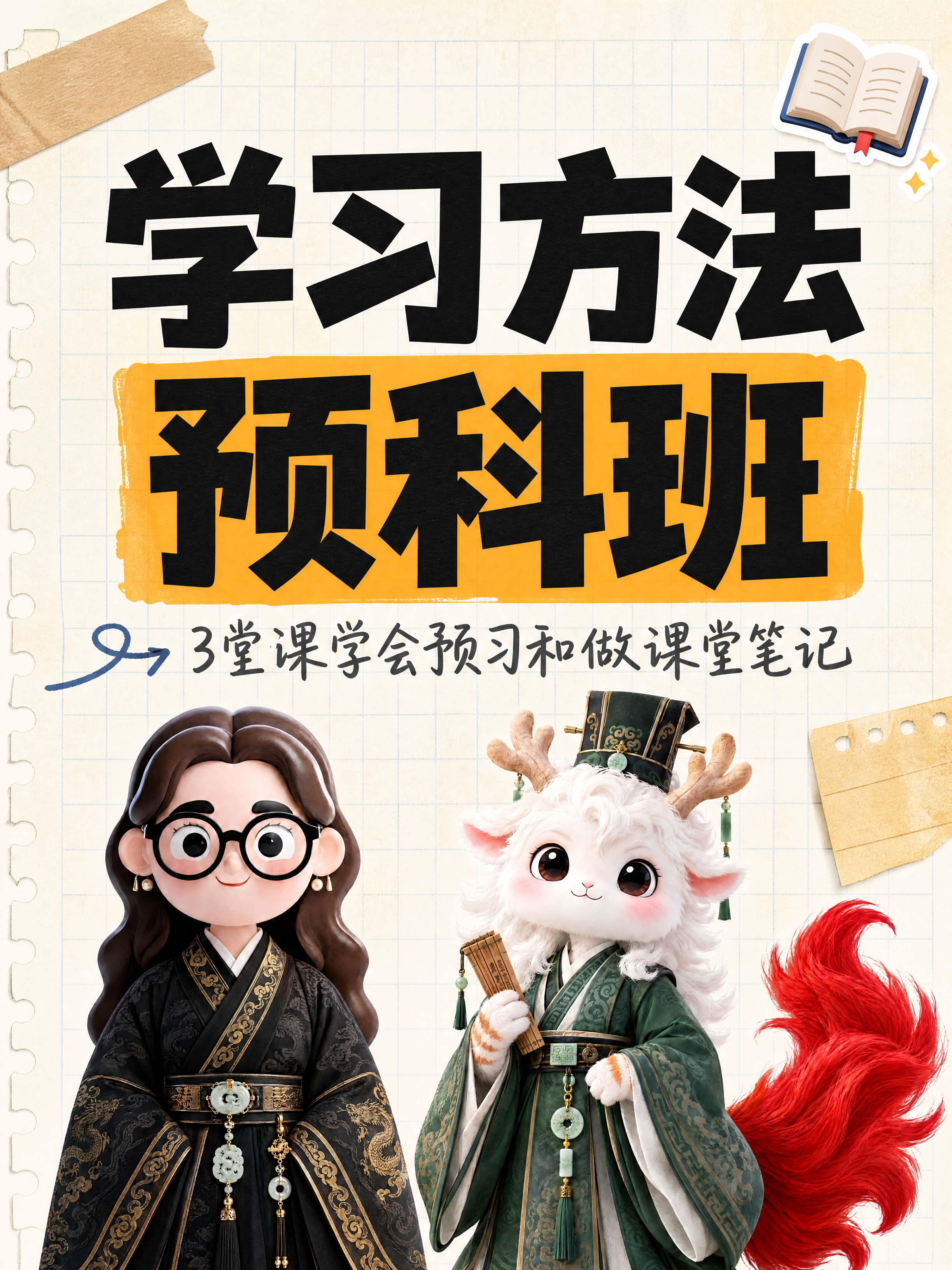 小红书笔记大字封面，配图大字，手账拼贴学习风，版式精美，小红书… - 图片创意预览