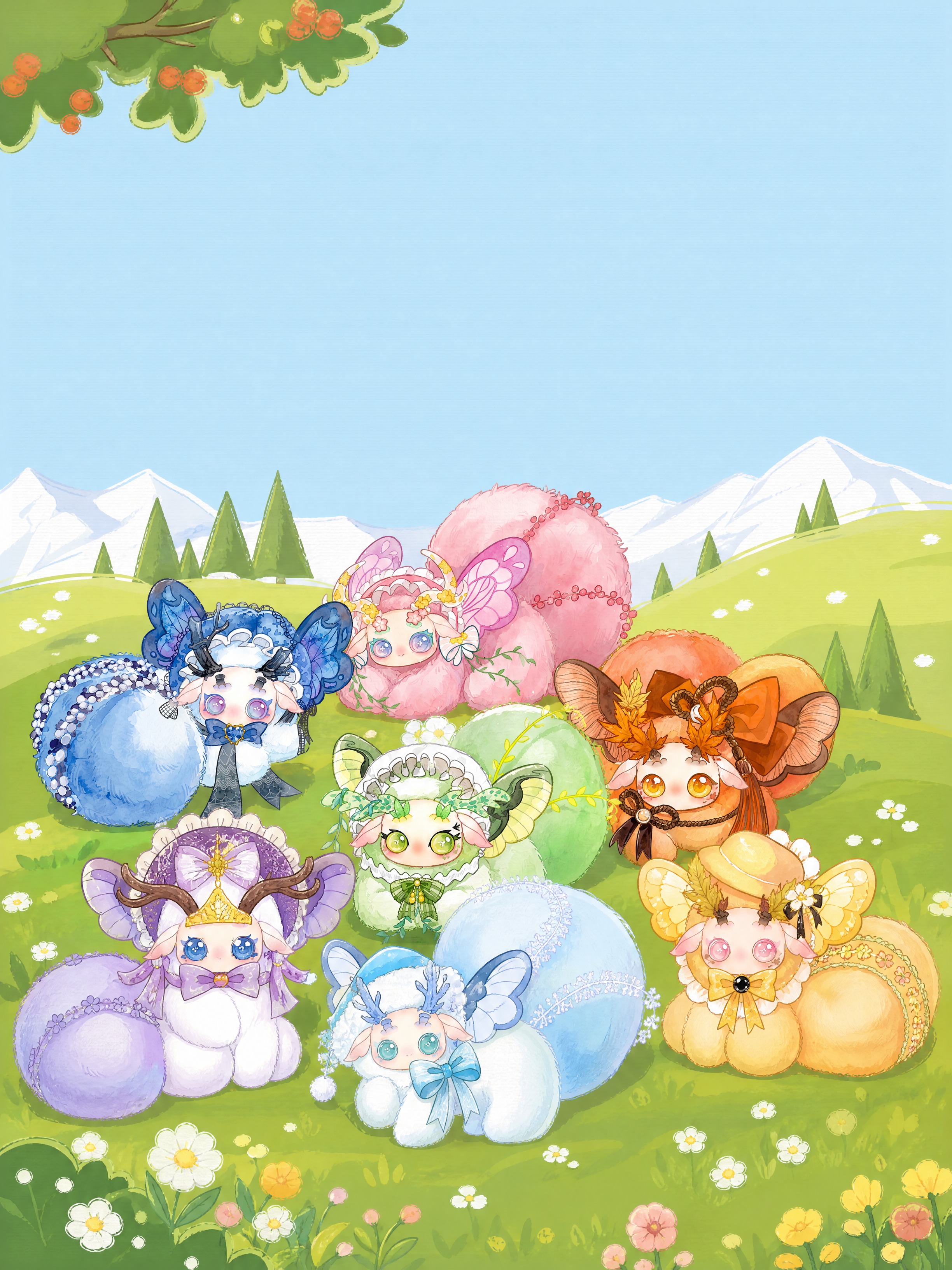 模仿泡泡玛特FUN风春天海报的插画风格，创作一幅春日户外场景插… - 图片创意预览