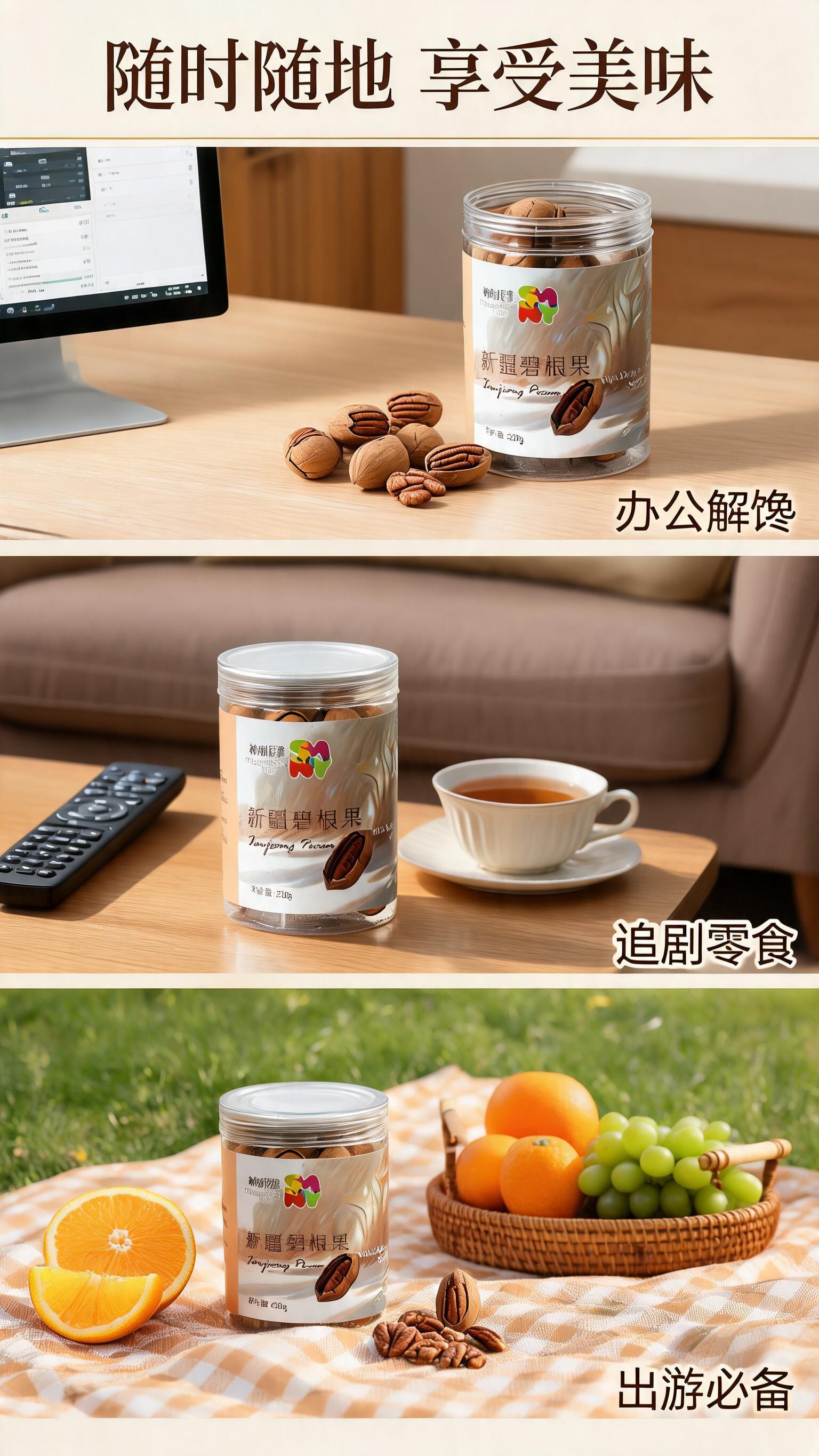 [商品] 使用【图3】神秘尼雅新疆碧根果220g罐装；保留罐身… - 图片创意预览