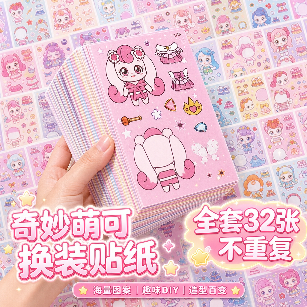 1:1正方形电商主图，甜美可爱卡通童趣风，整体粉调柔和明亮，点… - 图片创意预览