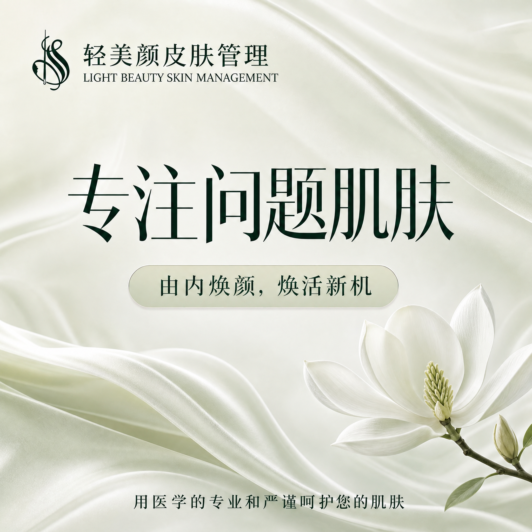基于参考图修改，保留左上角“轻美颜皮肤管理 LIGHT BEA… - 图片创意预览